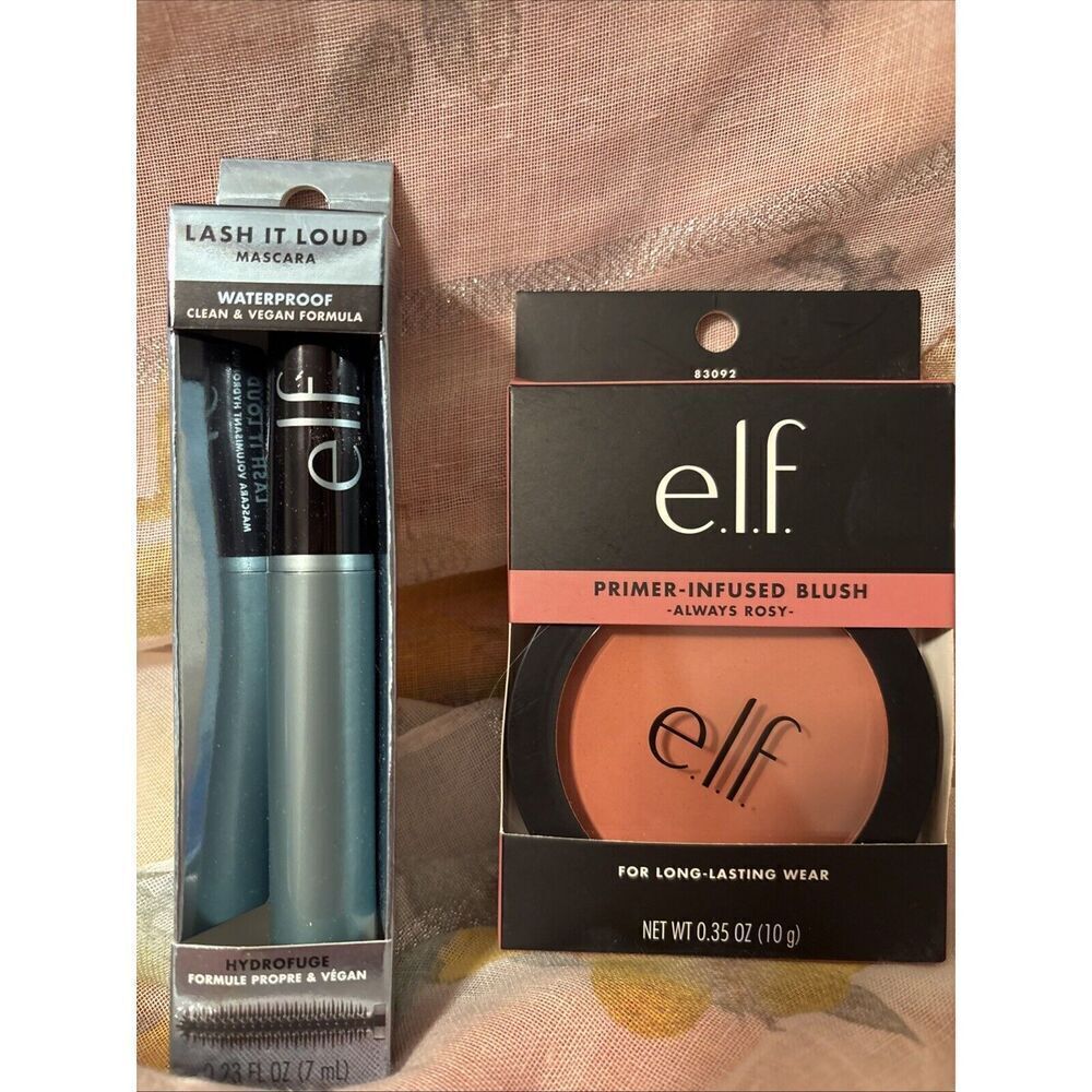 ELF Primer-Infused Blush,‎ Always Rosy & Lash It Loud Black Mascara Both New